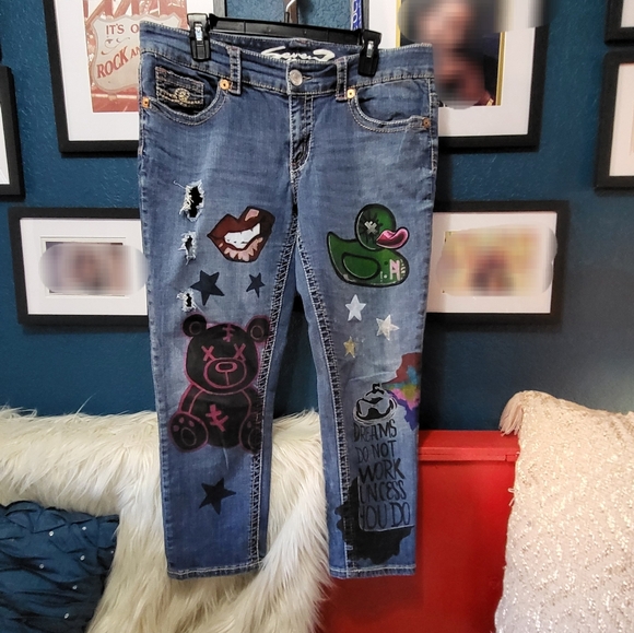 Custom Handpainted Rocker Jeans - Picture 2 of 5